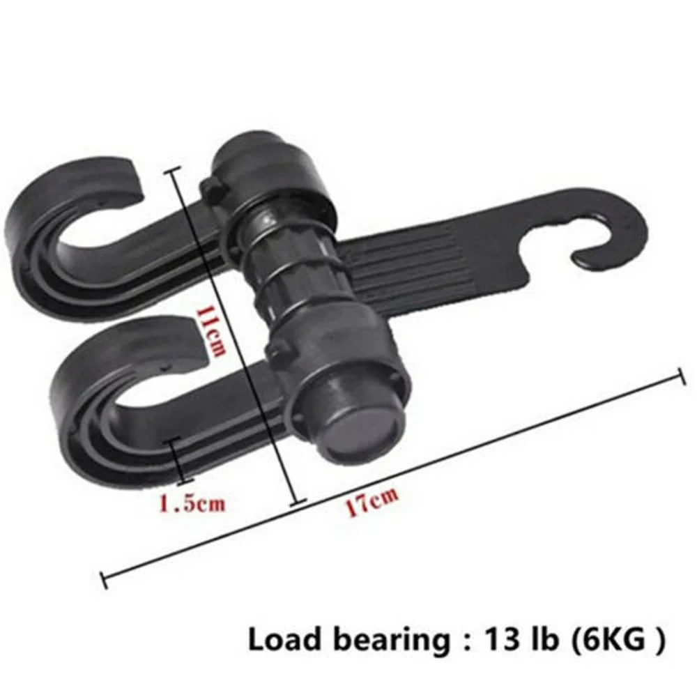 

4pcs Black Car Headrest Hanger Seat Double Hook Handbag Holder Storage Universal Car Accessories