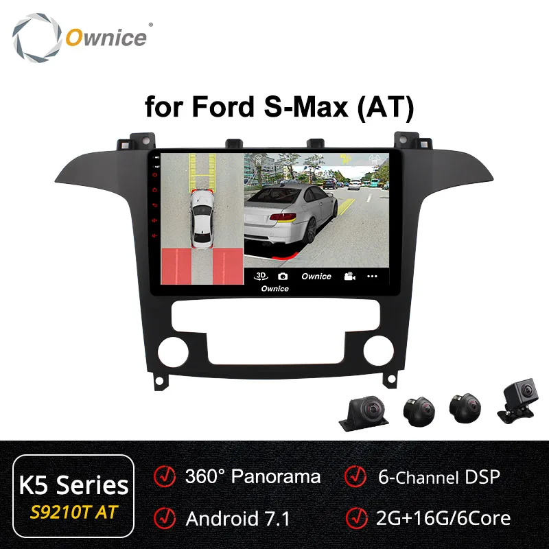 Ownice Android 9,0 DSP 4G LTE SPDIF k3 k5 k6 Автомагнитола для Ford S-Max 2007 2008 Восьмиядерный автомобильный DVD gps Navi плеер 360 панорама - Цвет: S9210-2 K5