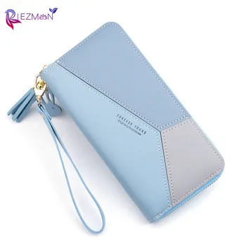 

Riezman Geometric Women Clutch Pink Wallets Phone Pocket Purse Card Holder Patchwork Women Long Wallet Lady Fashion Coin Burse
