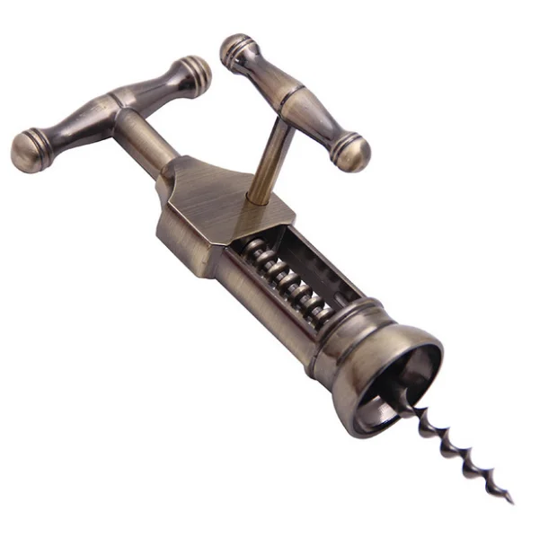 

Vintage Zinc Alloy Manual Wine Bottle Opener Home Party Tools Portable Screw Corkscrew Wine Bottle Opener Cook Tools LF740