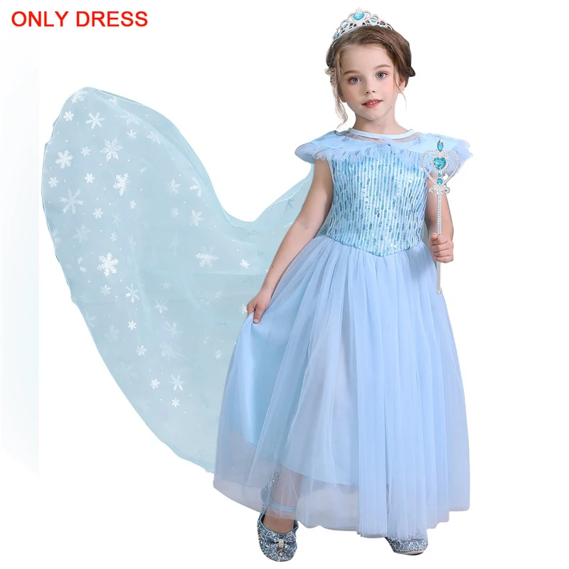 Новинка года; платье принцессы Анны и Эльзы 2; платье Снежной Королевы для девочек; маскарадный костюм на Хэллоуин; зимний костюм Эльзы для детей; Vestidos - Цвет: only dress W