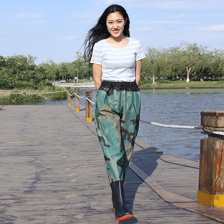 

Men Women Fishing Clothes Pants Boots Half-body Waterproof Anti-wear Wading Trousers Waist Ventilation Working Hunting Overalls