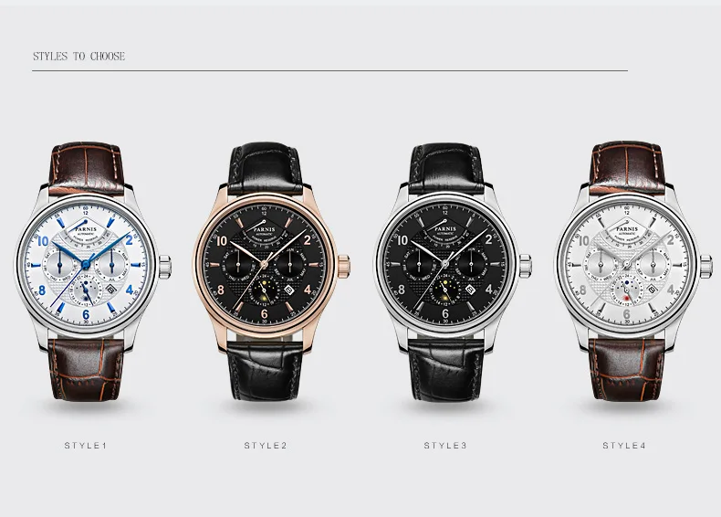 Parnis 42 мм автоматические часы Moon Phase power serve часы для мужчин люксовый бренд Топ Miyota механические Winder часы PA6062-A подарок для мужчин
