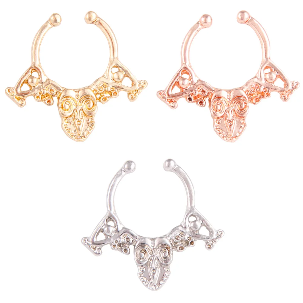 Nose rings piercing jewelry body jewelry 1PCS Stainless Steel Fake Nose Ring Clip On Septum Piercing Faux Hoop Indian Nose Ring Pircing Nariz Punk Body Piercing Jewelry