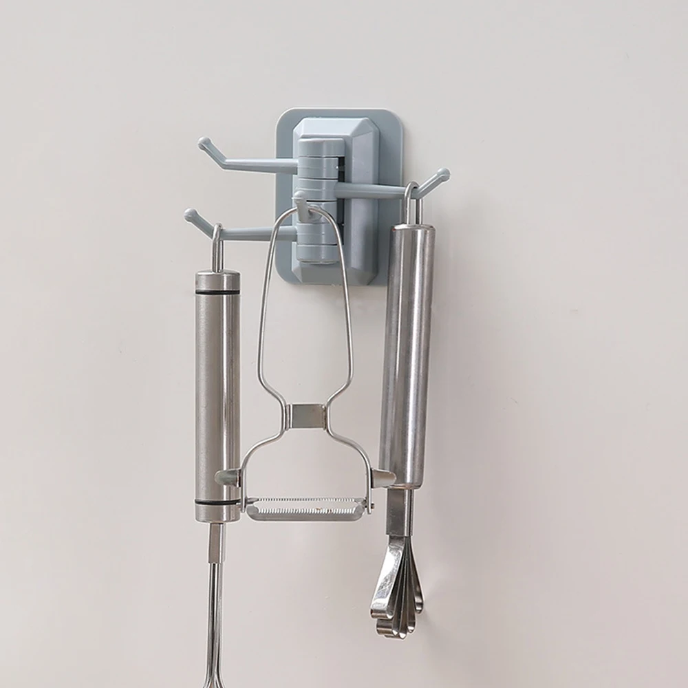 

Rotary 4-Hook for hanging clothes wall rack towel rack without screw and trackless Sticking Hook For Kitchen Bathroom organizer