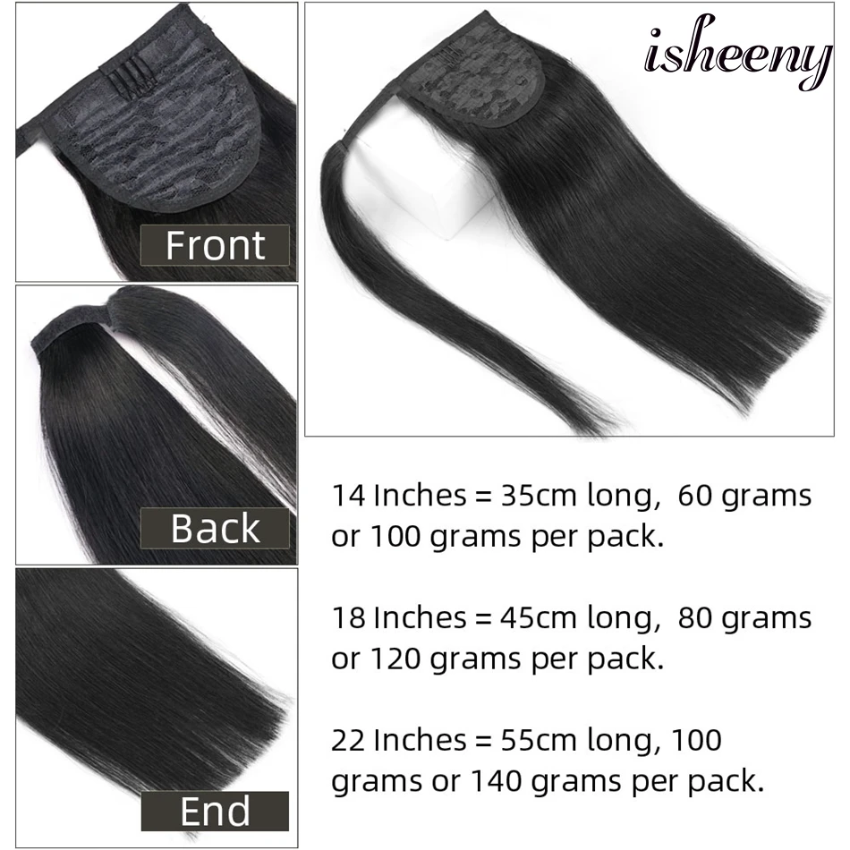 Isheeny Человеческие волосы Remy конский хвост для наращивания 14 &quot18&quot 22 &quotна