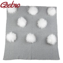Geebro/теплое шерстяное одеяло для новорожденных и детей постарше с 8 натуральными 13 см енотовым белым помпоном, спальное одеяло для путешествий, постельные пеленки