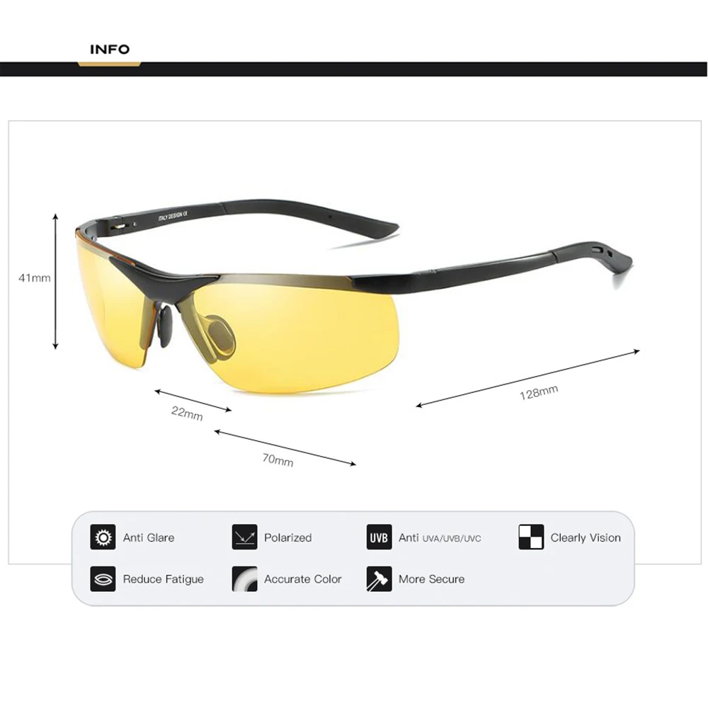 DropShipping Aluminum Night Vision Polarized Sunglasses Men Brand Goggles UV400 Glasses Male Cycling Glasses Eyewear