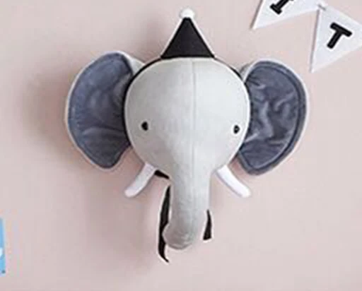 Kids Room Decoration 3D Animal Heads Elephant Deer Unicorn Head Wall Hanging Decor For Children Room Nursery Room Decoration - Цвет: Elephant with hat