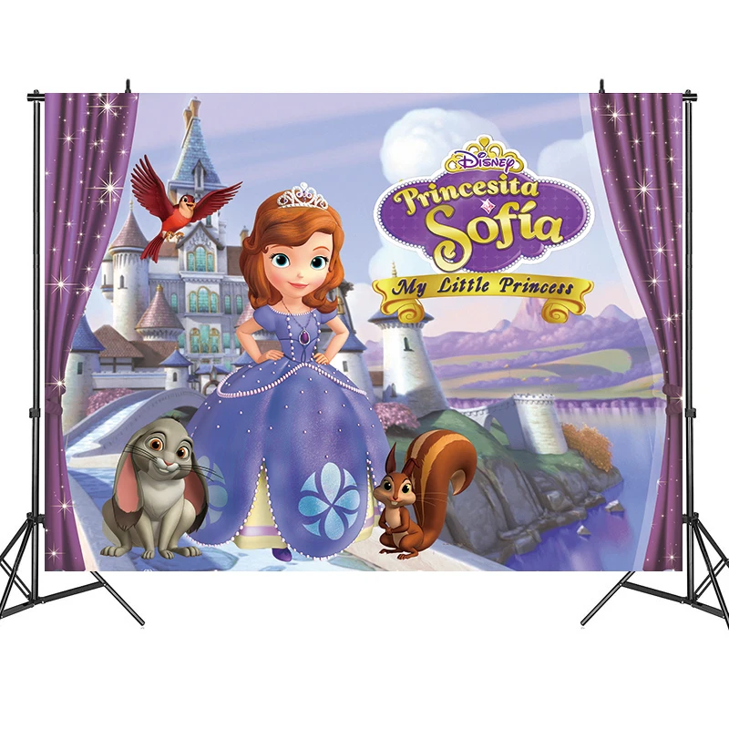 Disney Decoraciones de fiesta de Feliz cumpleaños de Princesa Sofía, fondo  de tela con temática de dibujos animados, figuras de Anime, juguetes para  niños, regalos|Figuras de acción| - AliExpress