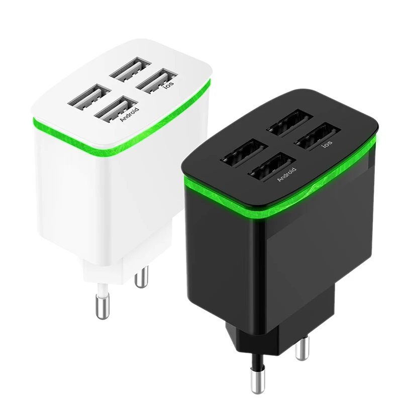 Новая мощность AC/DC адаптеры ЕС Plug Многофункциональный 4 USB порт светильник-излучающий зарядное устройство всего 3A путешествия USB зарядное устройство