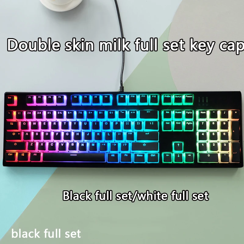 

Black AndWhite Full Set Of Keycaps PBT Two-Color Original High OEM Gaming Keyboard Caps Suitable for 104/68/87/980 Etc