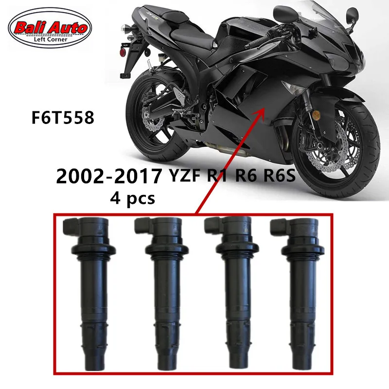 Набор из 4 шт левый угол настоящая Катушка зажигания для 2002-17 Yamaha YZF R1 R6 R6S VMX V Max No