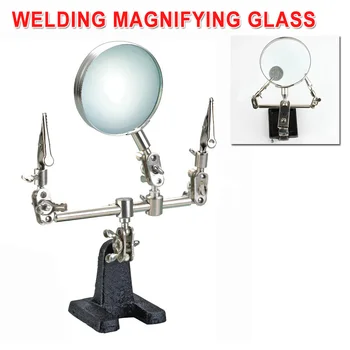 3 in 1 Welding Magnifying Glass Auxiliary Clip Magnifier Soldering Solder Iron Stand Holder Station Repair Tool With 5X Lense magnifier phone repair platform station universal clamp form magnifying glass desktop holder soldering repair tool