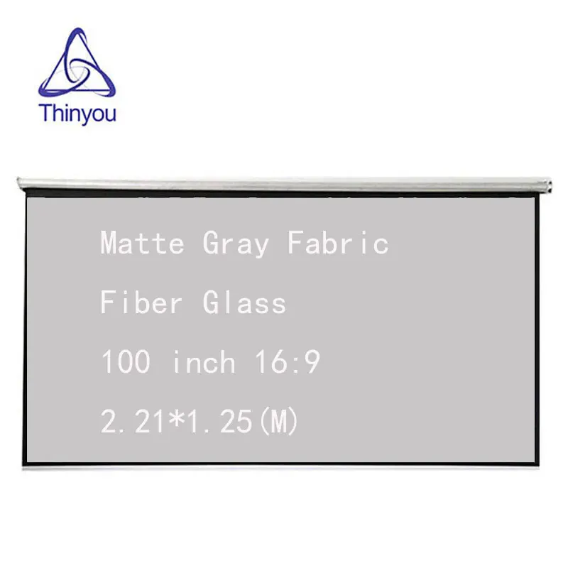 Thinyou 100 inch 16:9 Hand Projector Screen Matte Gray Fabric Fiber Glass 3D HD Wall Mounted Curtain For Home Theater