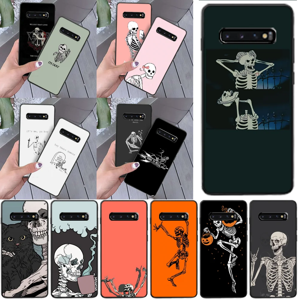 Reayou смешной череп искусство танцы мягкий черный чехол для телефона Samsung S9 plus S5 S6