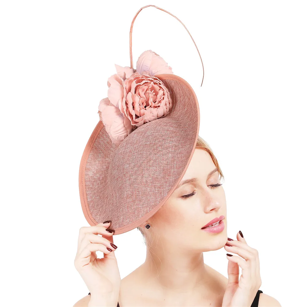 Elegant Women Big Derby Fascinators Hats Headbands Elegant Ladies Chuch Formal Headpiece Flower Headwear Cocktail Accessories