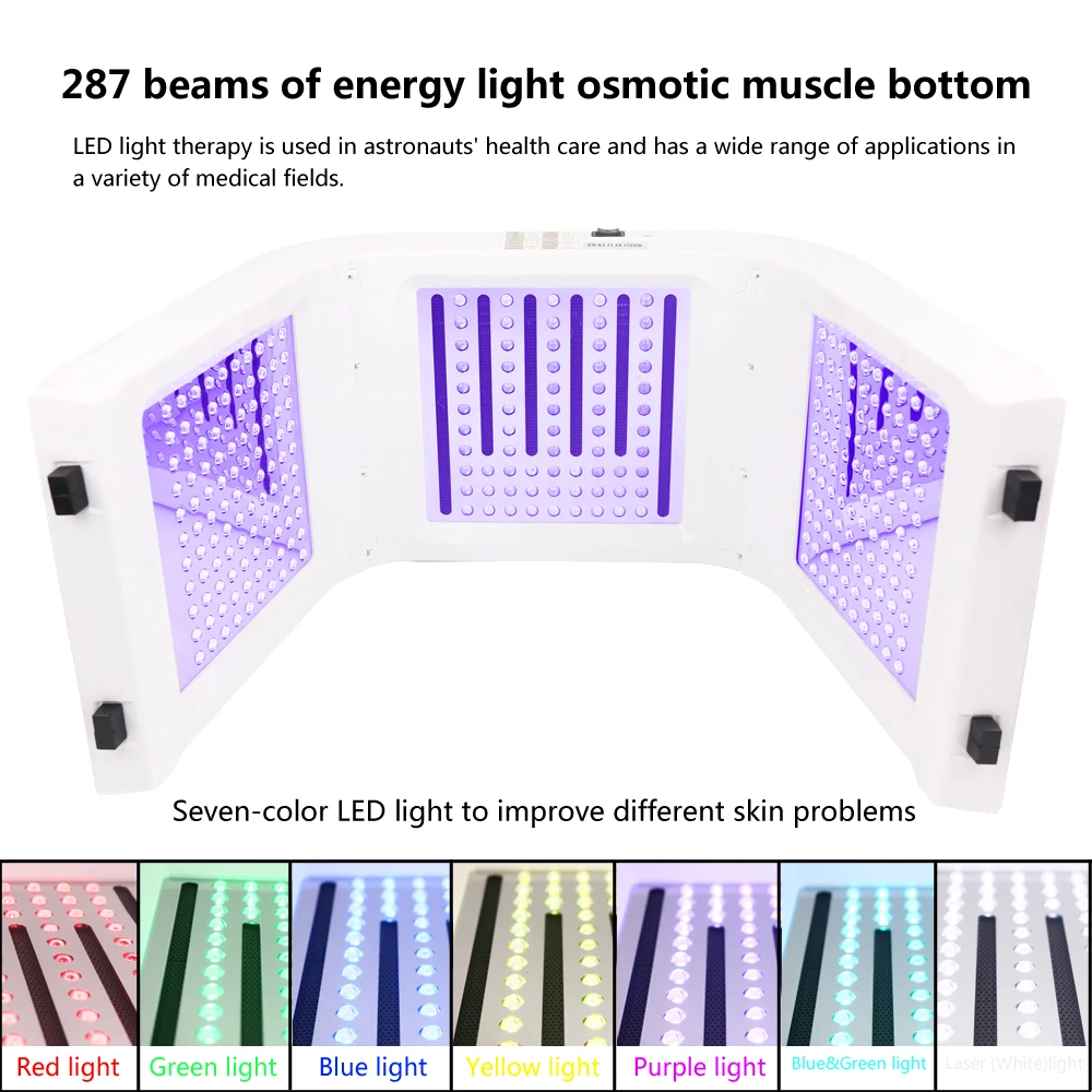 Профессиональный Фотон PDT светодиодный светильник маска для лица машина 7 цветов лечение акне отбеливание лица Омоложение кожи светильник терапия