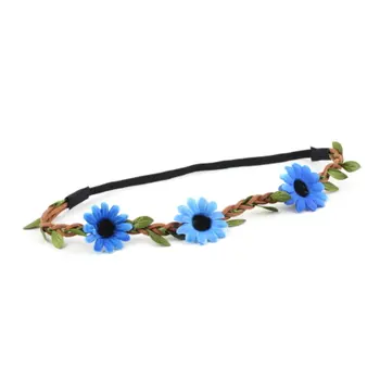 

Boho Women Girl Party Wedding Sunflower Garland Beach Wreath Elastic Headband