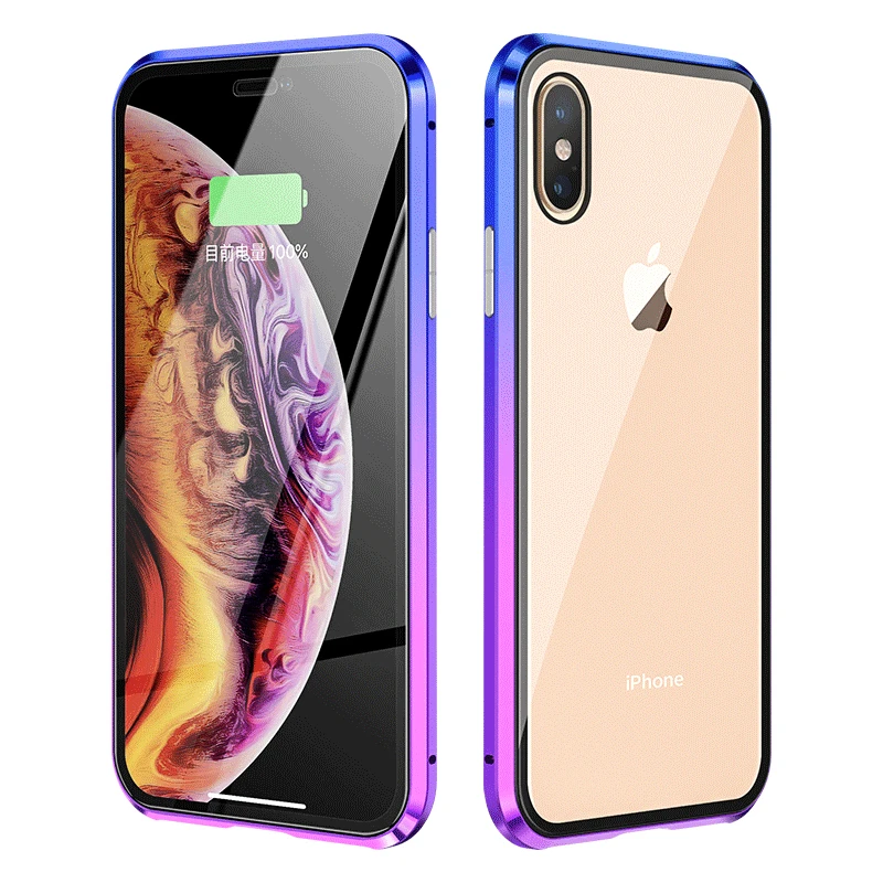 

360 Full Body Protective Case For iPhone XS Max X S Magnetic Frame Front Touch Tempered Glass Covers iPhonexs Cases iPhonex Case
