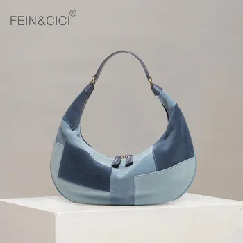 

Women design brand vintage hobos shoulder bag baguette Underarm bag luxury totes handbag female 2020 winter new camal black blue