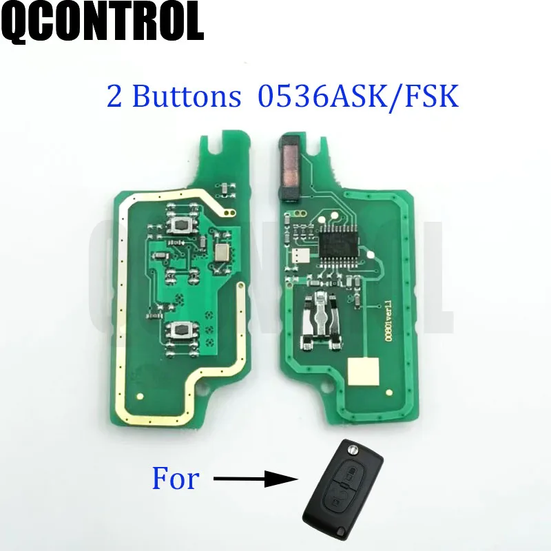

QCONTROL 2 Buttons Car Remote Key Circuit Board Vehicl 433MHz for PEUGEOT 207 208 307 308 408 Partner ID46 CE0536 ASK/FSK