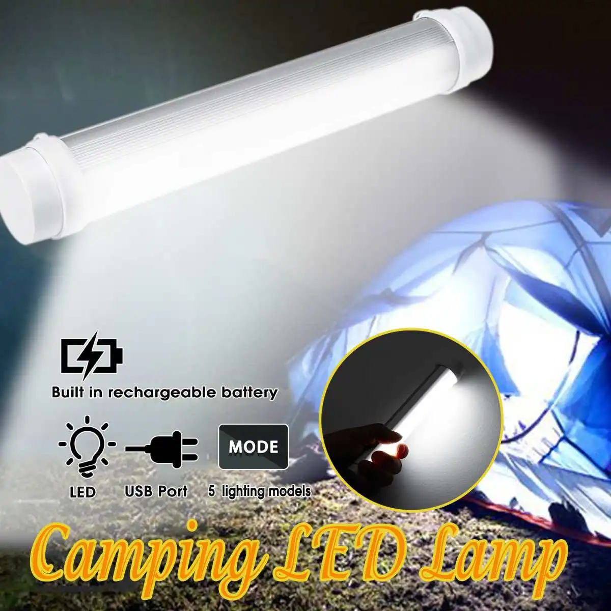

Smuxi 1PC Portable Superbright LED Outdoor Camping Tent Light Rechargeable Emergency Tent Light Lamp Five Gears Move Light