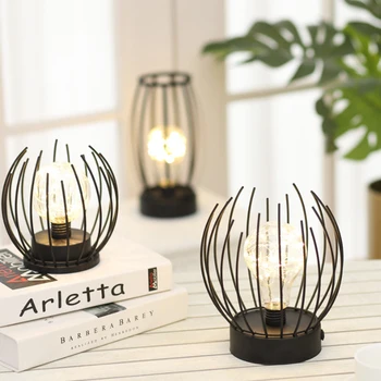 

Geometric Shape LED Desk Lamp Wrought Iron Bedside Decorative Night Light DIY Indoor Decoration Night Lights