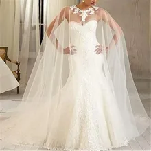 2.5 Meters Length Ivory Tulle Bride Lace Cape for Women Wedding Bolero Jacket Wrap Long Marriage Accessories