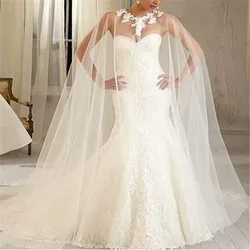 2.5 Meters Length Ivory Tulle Bride Lace Cape for Women Wedding Bolero Jacket Wrap Long  Marriage Accessories