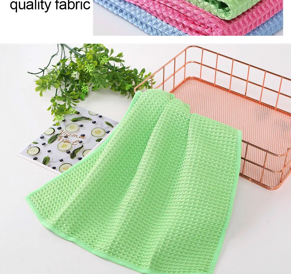 SINSNAN 10PC 30X30cm Microfiber Waffle Weave Cloth Kitchen Rags For Home Super Absorbent Dishcloth Car Glass Foor Cleaning Cloth