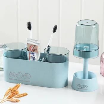

Simple Wheat Straw Multi-functional Toothbrush Holder Set Plastic Toothbrush Stand Couples ya gao jia Toothbrush Holder