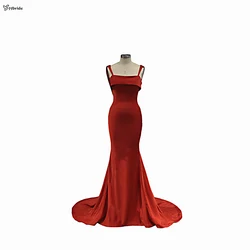 YYbride Newest Design Red Satin Sexy Backless Mermaid Skirt Elegant Girl Party Gown High Quality Customized Evening Dresses