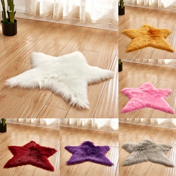 

European Long Hair Rug Bedroom Antiskid Soft Mat Living Room Pentagram Carpet Diameter 60 Personality Shaggy Carpet Decor