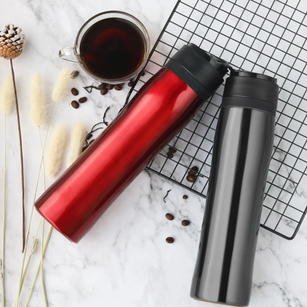 350 Portable French Press Pot Stainless Steel Double Thermal Insulation Cold Storage Travel Outdoor Bottle Coffee Maker icafilas french press coffee press