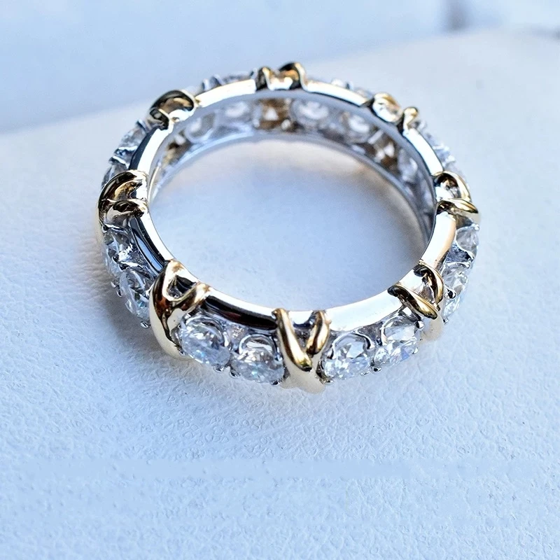 Wedding Rings Gold Rings Golden Ring Gemstone Ring Fashion Eternity Jewelry 5A Zircon stone 10KT White&Yellow Gold Filled Women Engagement Wedding Band Ring