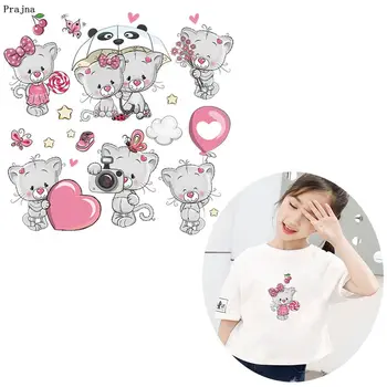 

Prajna Lovely Cat Heat Transfers Iron On Transfer Vinyl Thermal Cartoon Unicorn Ironing PVC Stickers On Clothes DIY Patches Iron