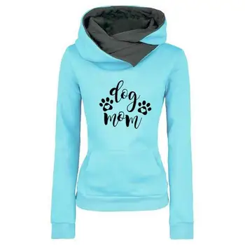 

Hoodies For Women Dog Mom Letters Print Lapel Hooded Hoodies Women Kawaii Sweatshirt Femmes Harajuku Hoody Pockets Female