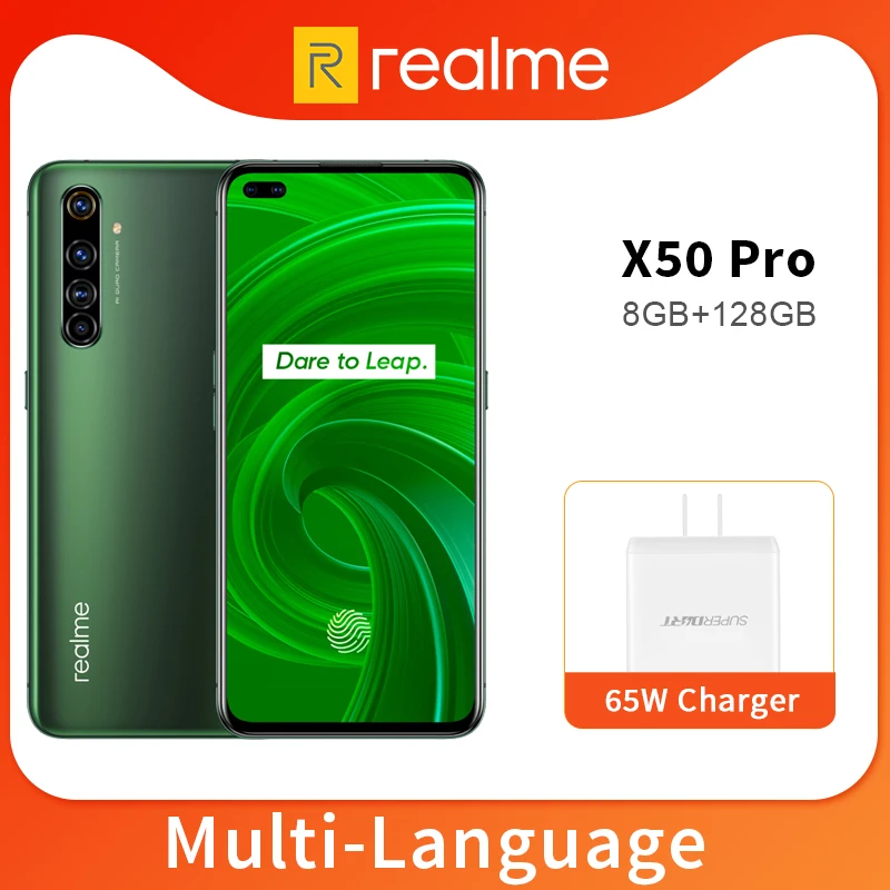 Realme X50 Pro 5G 8 ГБ 128 5 44 90 Гц Super Amoled Screen Мобильный телефон Snapdragon 865 65 Вт Superdart Charge NFC |