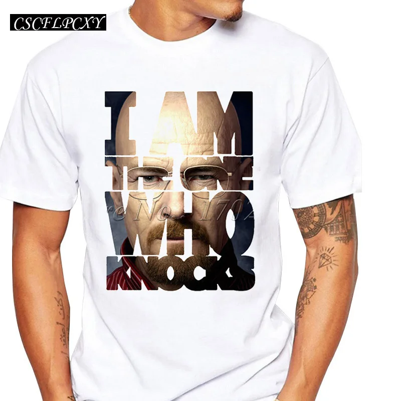 

2019 New Men's Breaking Bad printed t shirt heisenberg creative I am the one who knocks design tops hipster Tee