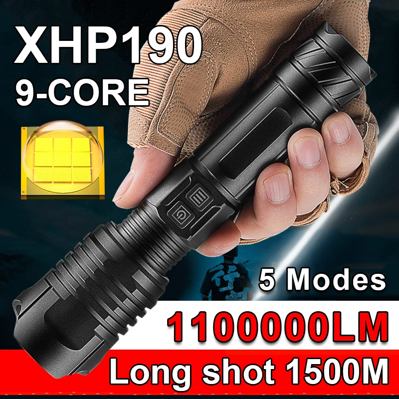 600000 Glare XHP190 Most Powerful Led Flashlight 18650 XHP90 High Power Tactical USB Rechargeable Hunting Torch light | Освещение