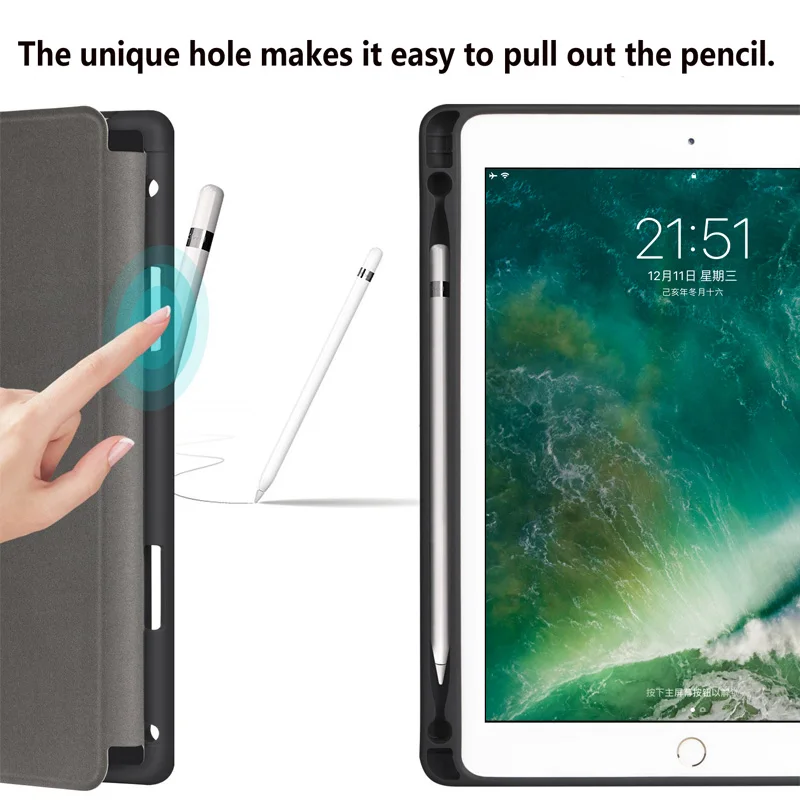 Смарт-чехол для iPad 10,2 дюймов,, 7 поколения, iPad mini 5, Автоматический Режим сна/пробуждения, со слотом для ручки, чехол-подставка для iPad Air 3,, 10,5, Funda