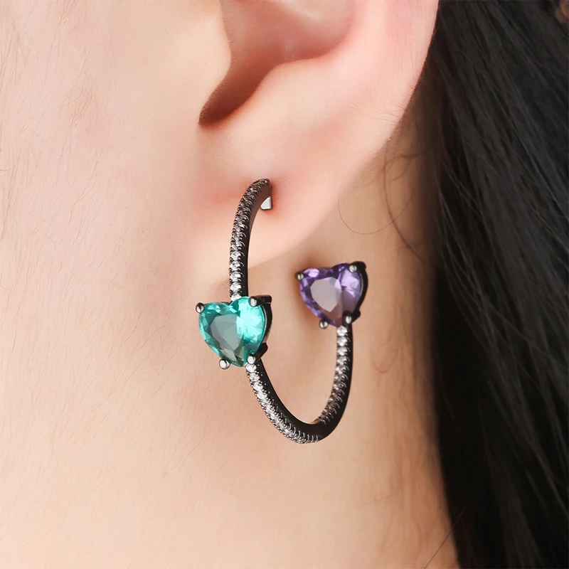 

3 Colors Copper Blue Green Purple AAA Cubic Zirconia Big Round Earrings Fashion Female Party Gift For Womens Fashion jewelry