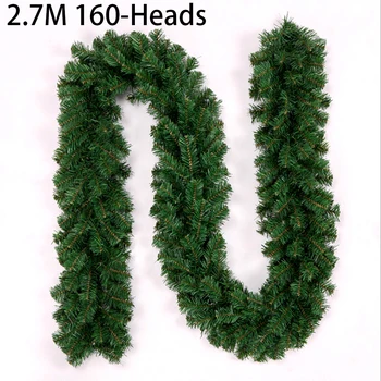 

2.7M Artificial Green Christmas Garland Wreath Christmas Pine Tree Rattan Decor Christmas Cane 2.7m PVC Encrypted Christmas Cane
