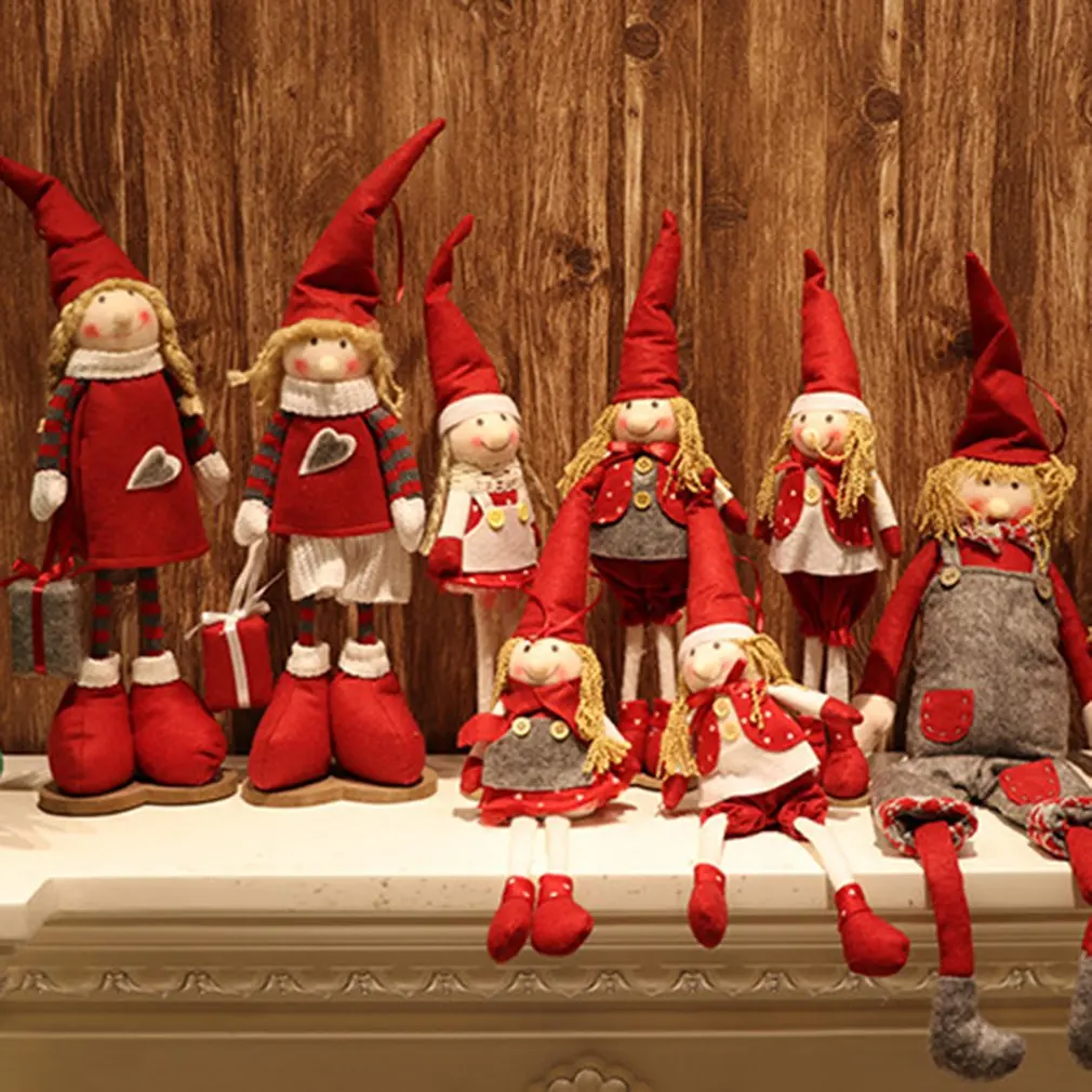 Рождественская фигурка эльфа Рождественская Кукла Санта-Клаус эльф Мужская и женская кукла Рождественское украшение-кукла