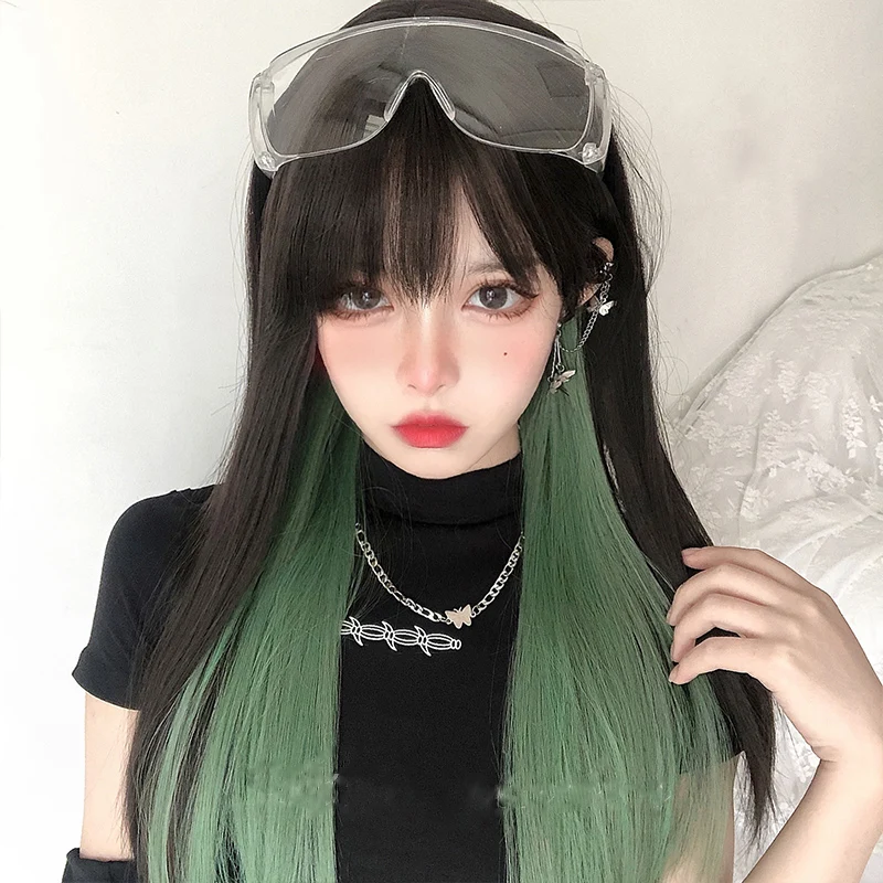 

Wigs Long Straight Wine Lovely Jk Natural Bangs Lolita Headgear Costumes WOMEN High Temperature Wire Cosplay