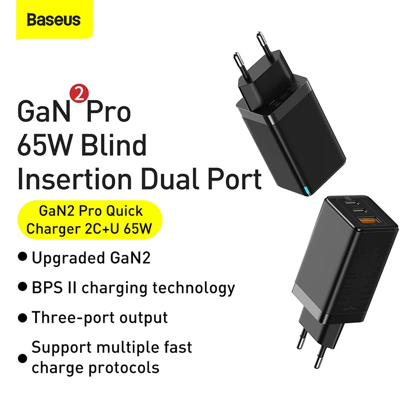 - Baseus 65W GaN Charger Quick Charge 40 PD Fast Charge USB Type C Fast Charging Charger For IPhone 12 11 Pro Max