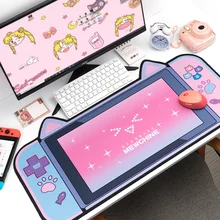 Purple Leaves Pink Kawaii Pink Tropical Mural Desk Mat Cute Extra Large Gaming Mouse Pad Girly Pad Extended Wide Aesthetic Desk Pad