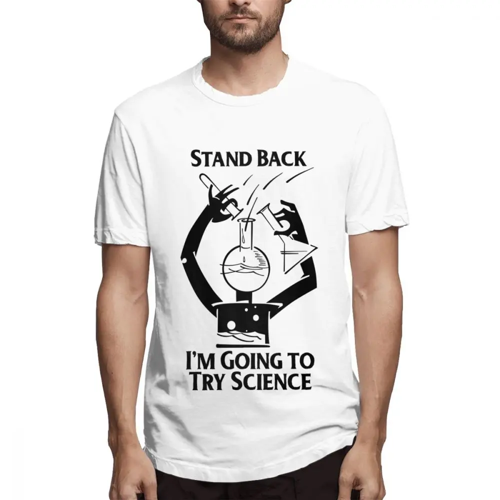 

Blue T shirt Stand Back I'm Going To Try Science Out Men's Short Sleeve T-shirt Overside Tee shirt 100 Cotton print tshirt