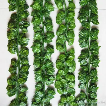 

2.1M 120Pcs Wired Ivy Leaves Garland Silk Artificial Vine Greenery For Wedding Home Office Decoratiove Wreaths 2017 New Style
